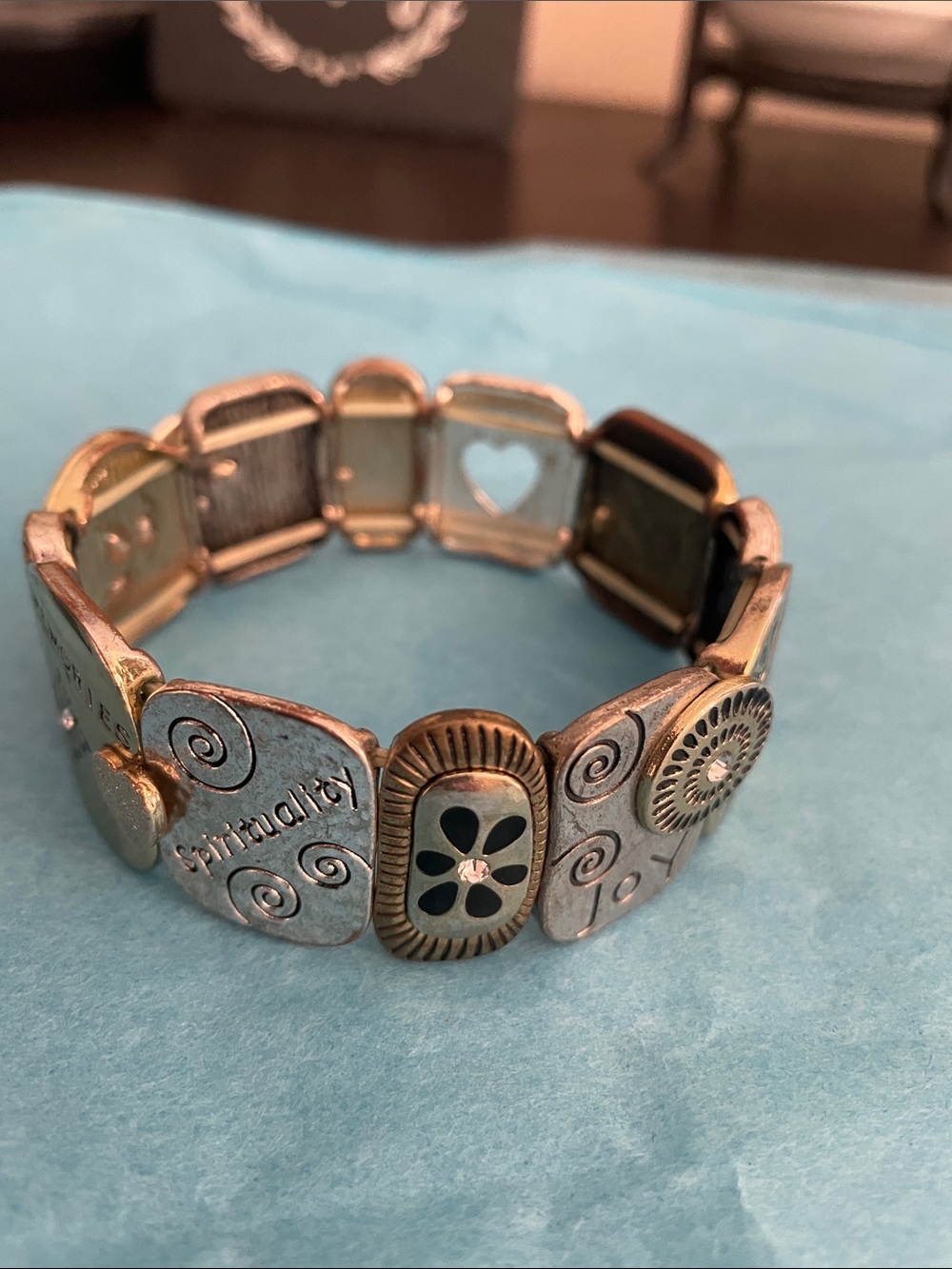 Mixed Metal Inspirational Bracelet - Gold & Bronze Tone